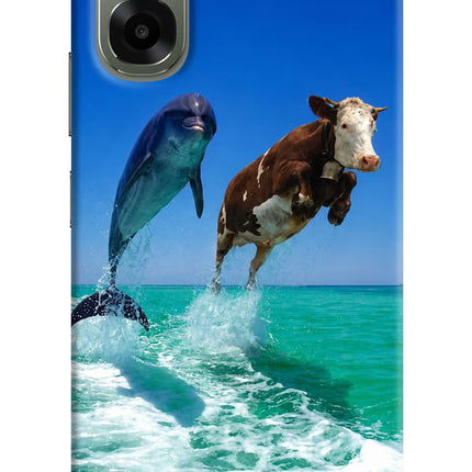 Dolphin vs Cow Oppo A6x 5G Hard Case Back Cover by Casekaro