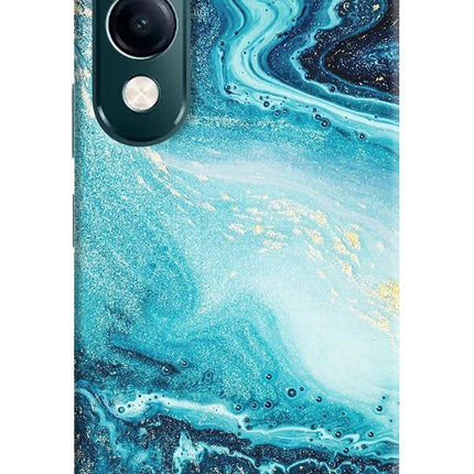 Blue Glitter Marble iQOO Z10 Lite 5G Hard Case Back Cover by Casekaro