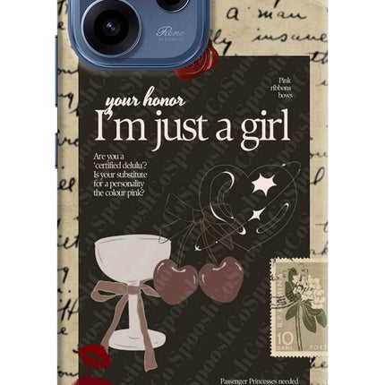 I am just a girl Oppo Reno15c 5G Hard Case Back Cover by Casekaro