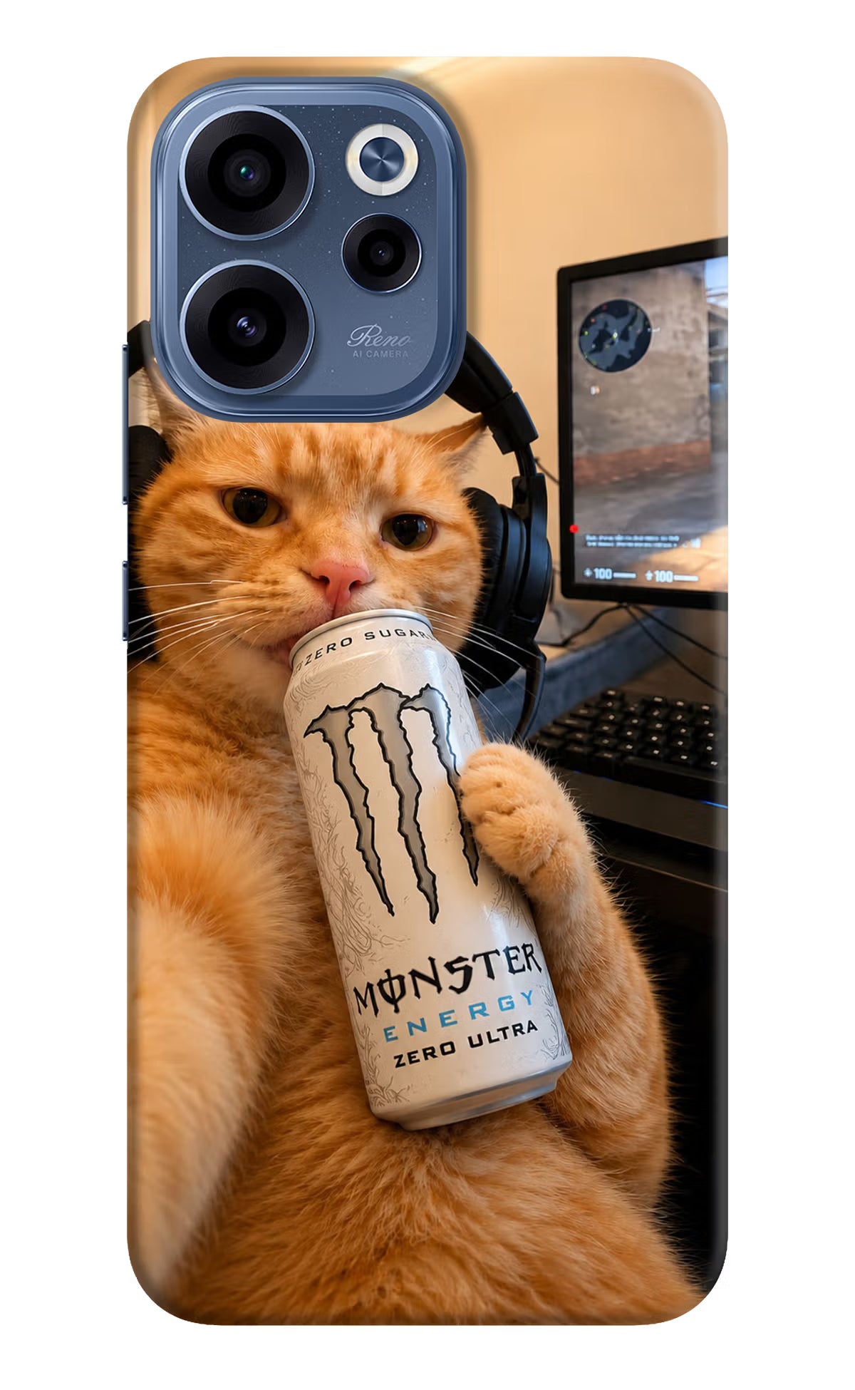 Gamer Cat Energy Oppo Reno15c 5G Back Cover