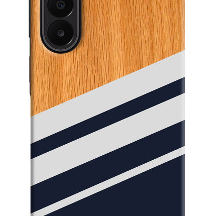 Blue and white wooden Samsung A27 5G Hard Case Back Cover by Casekaro
