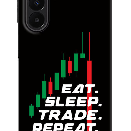 Eat Sleep Trade Repeat Samsung A27 5G Hard Case Back Cover by Casekaro