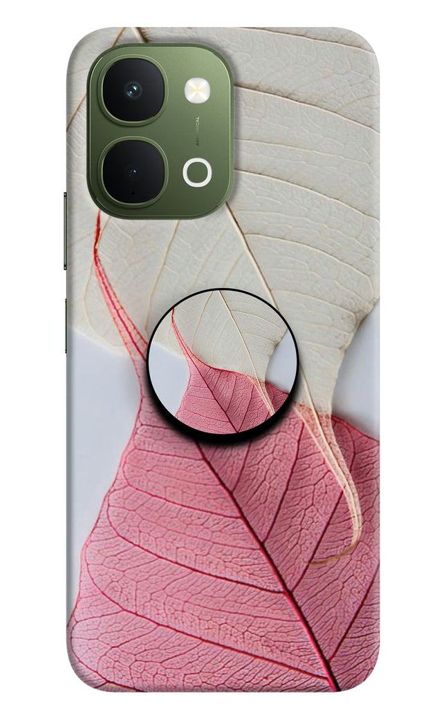 White Pink Leaf Vivo T5x 5G Pop Case by Casekaro