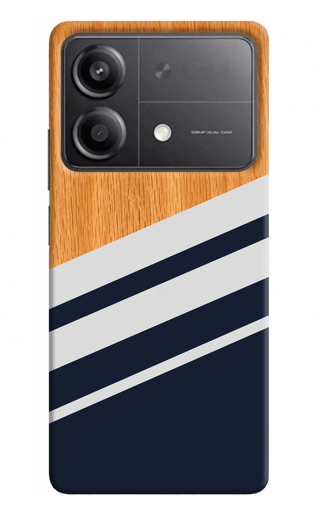 Blue and white wooden Poco X6 Neo Back Cover