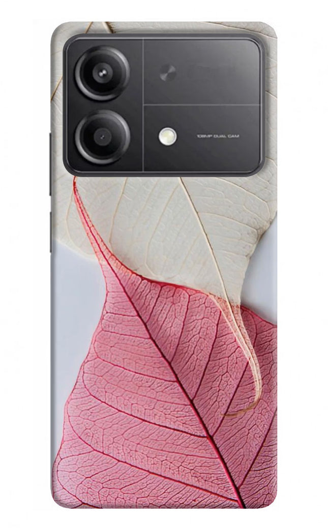 White Pink Leaf Poco X6 Neo Back Cover