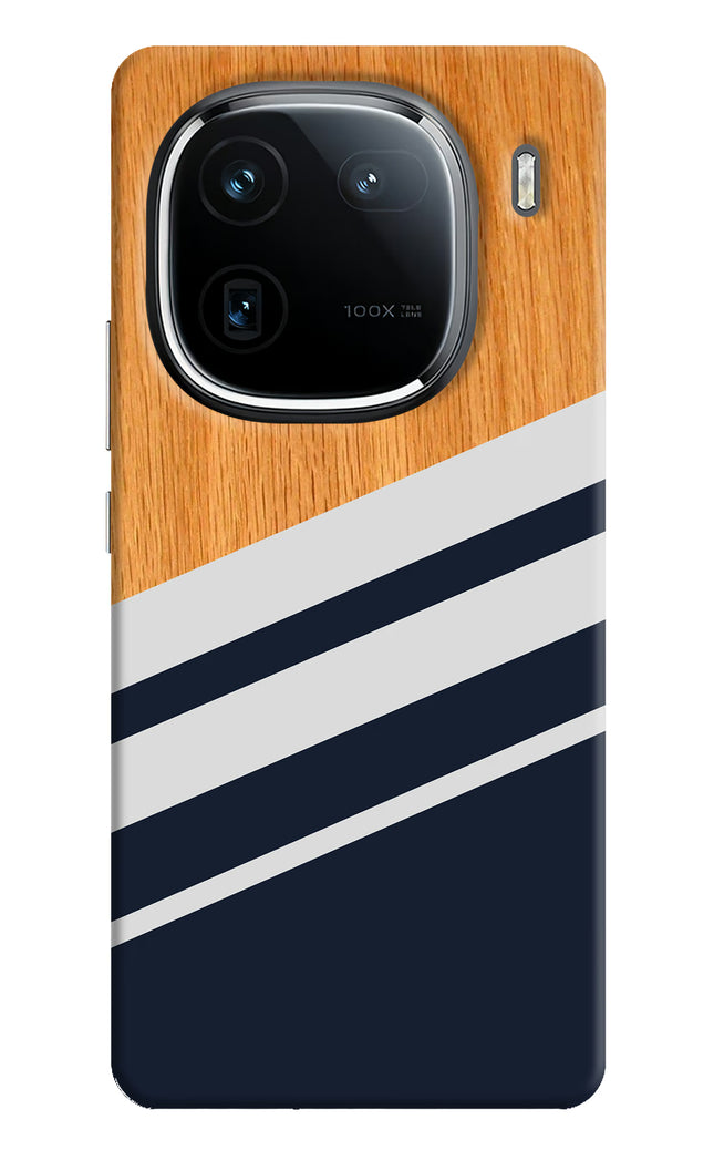 Blue and white wooden iQOO 12 5G Hard Case Back Cover by Casekaro
