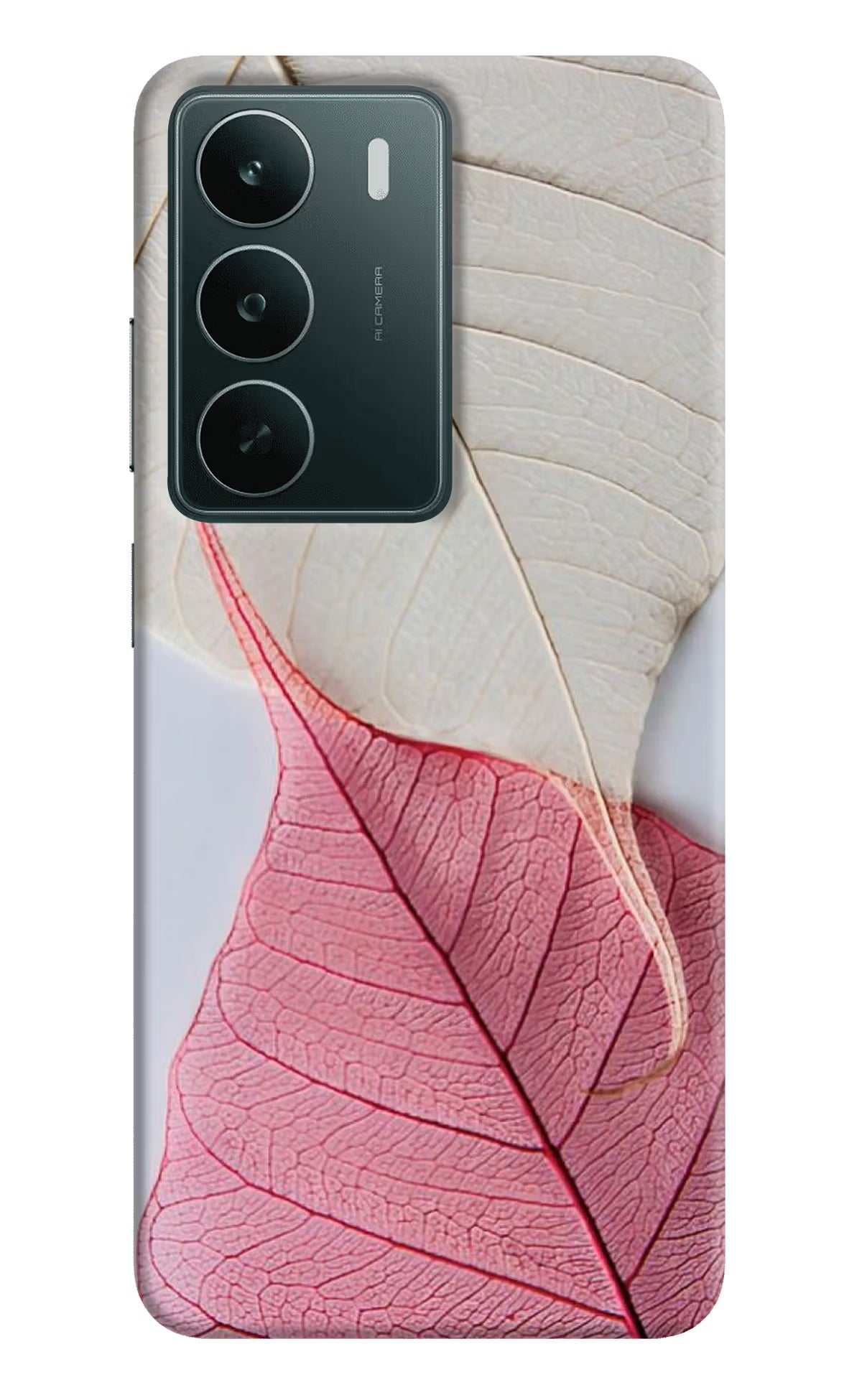 White Pink Leaf Realme C75 5G Back Cover