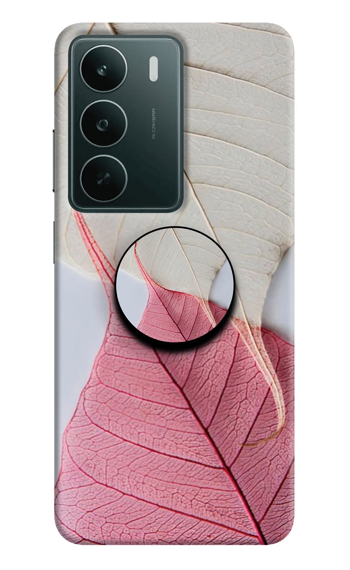 White Pink Leaf Realme C75 5G Pop Case