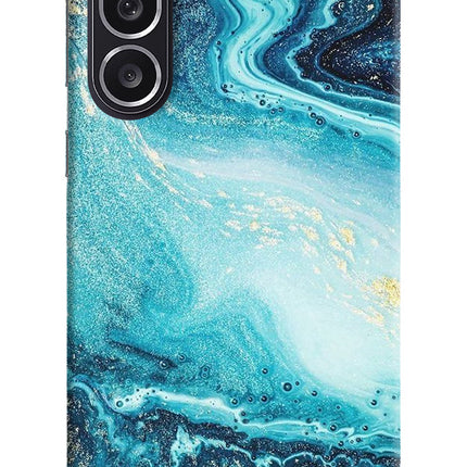 Blue Glitter Marble Samsung M36 5G Hard Case Back Cover by Casekaro