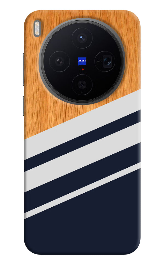 Blue and white wooden Vivo X300 Hard Case Back Cover by Casekaro