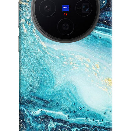 Blue Glitter Marble Vivo X300 Hard Case Back Cover by Casekaro