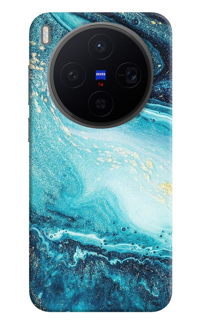 Blue Glitter Marble Vivo X300 Hard Case Back Cover by Casekaro