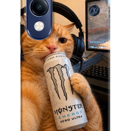 Gamer Cat Energy Vivo T4 Lite 5G Hard Case Back Cover by Casekaro