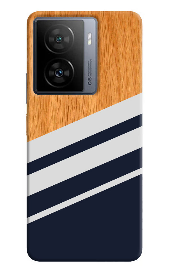 Blue and white wooden iQOO Z7s 5G Hard Case Back Cover by Casekaro