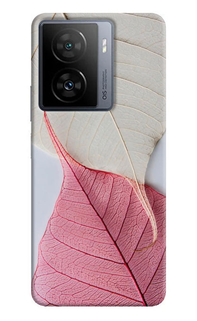 White Pink Leaf iQOO Z7s 5G Hard Case Back Cover by Casekaro
