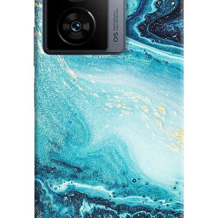 Blue Glitter Marble iQOO Z7s 5G Hard Case Back Cover by Casekaro