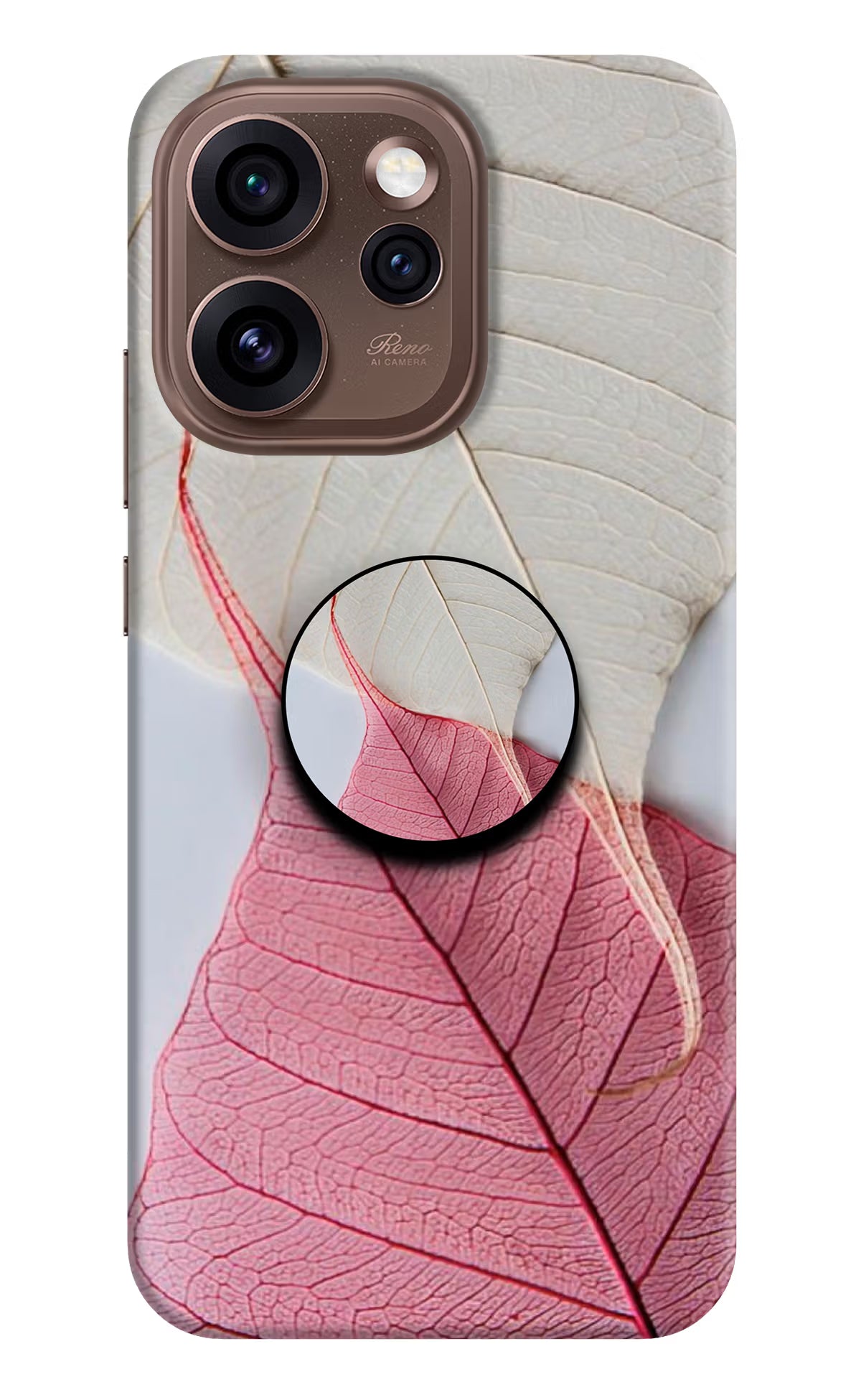White Pink Leaf Oppo Reno15 Pro 5G Pop Case