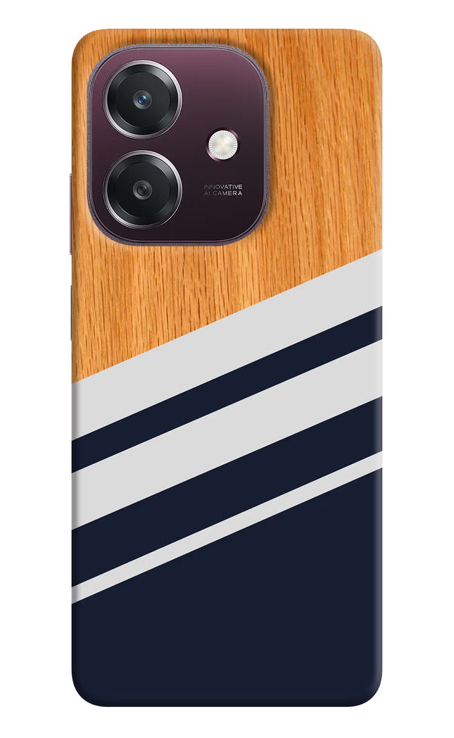 Blue and white wooden Oppo A3 5G Hard Case Back Cover by Casekaro