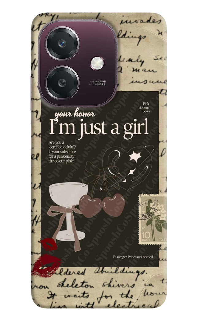 I am just a girl Oppo A3 5G Hard Case Back Cover by Casekaro