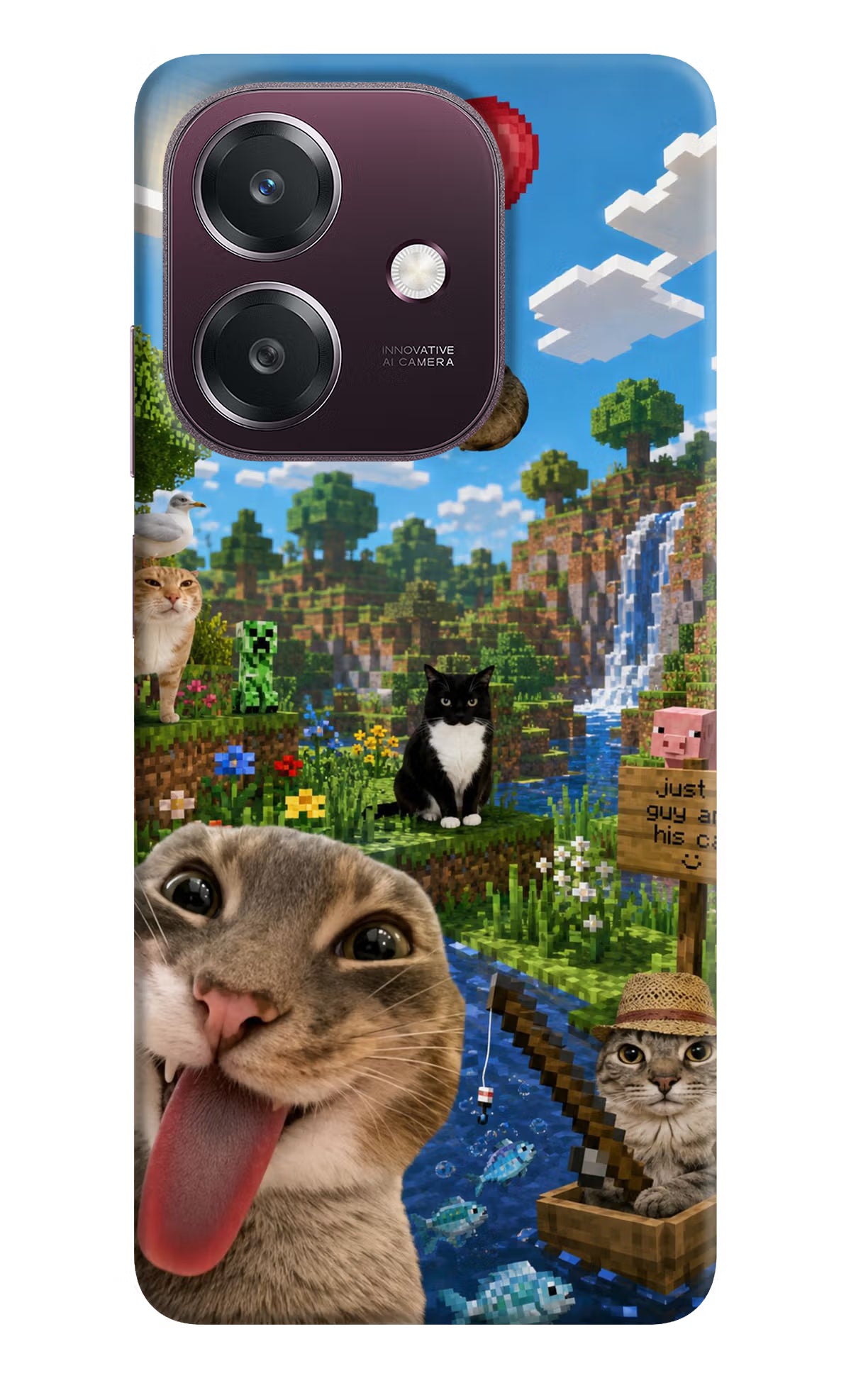 Minecraft Cat Chaos Oppo A3 5G Back Cover