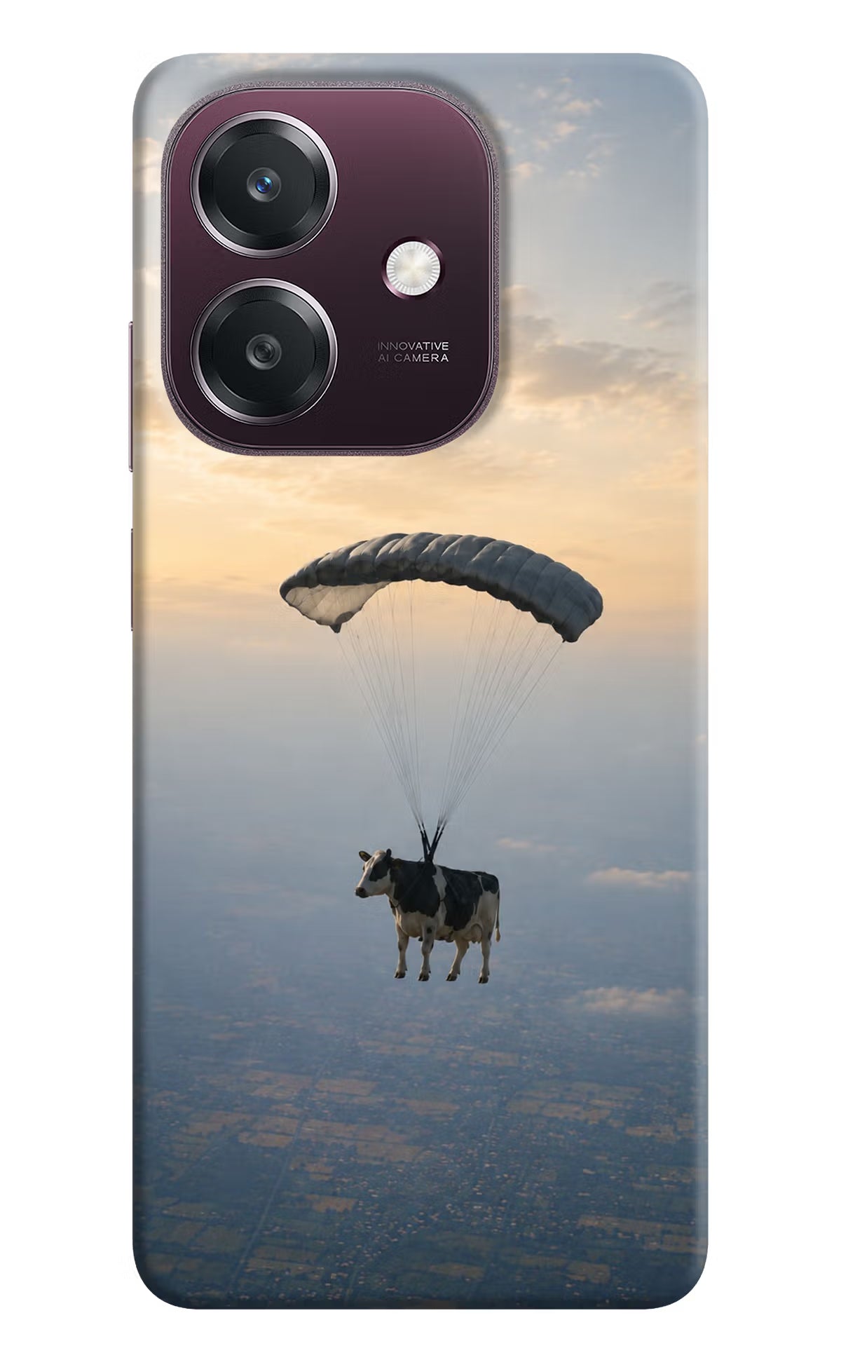 Skydiving Cow Oppo A3 5G Back Cover