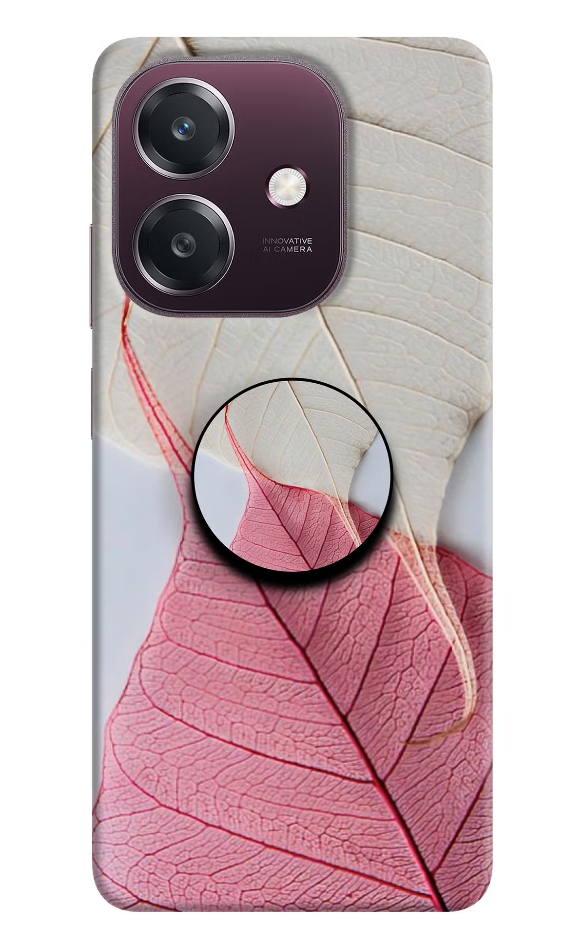White Pink Leaf Oppo A3 5G Pop Case