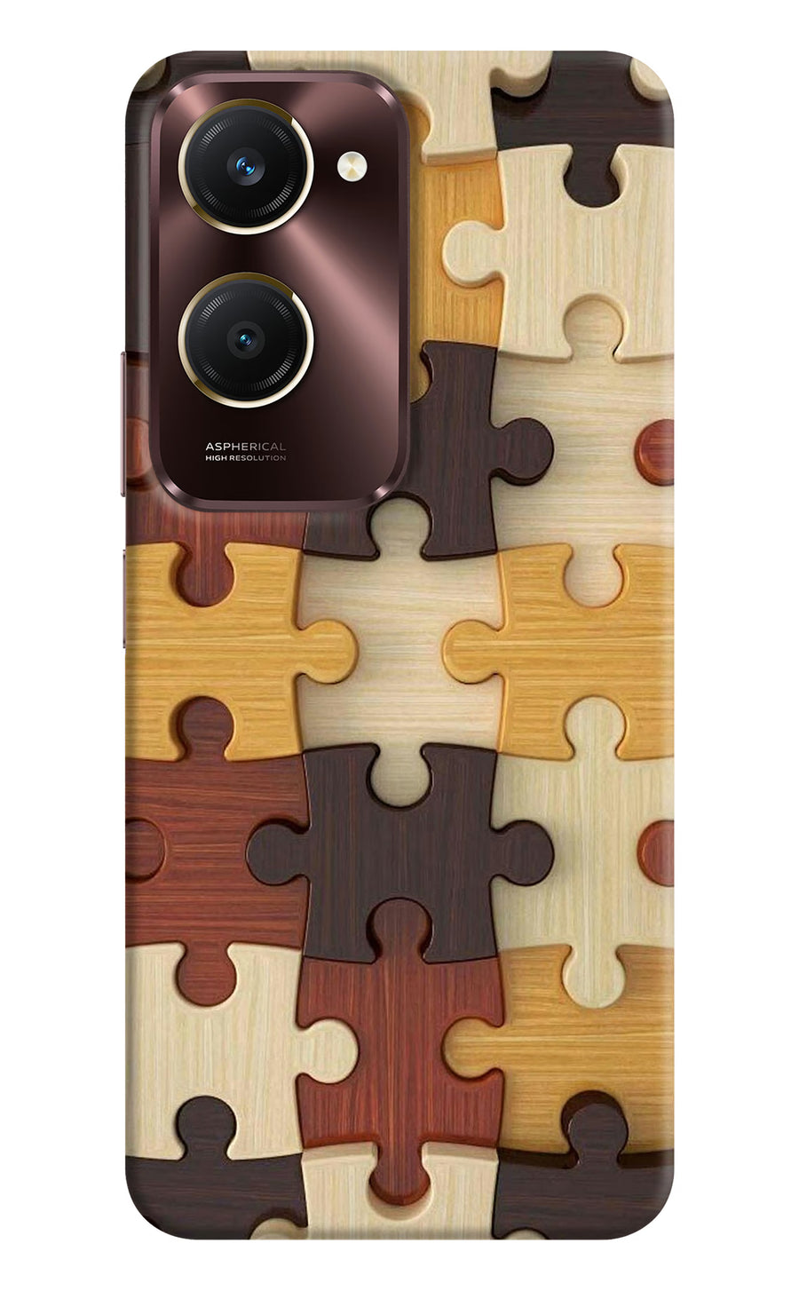 Wooden Puzzle Vivo Y28e 5G Back Cover, Hard case