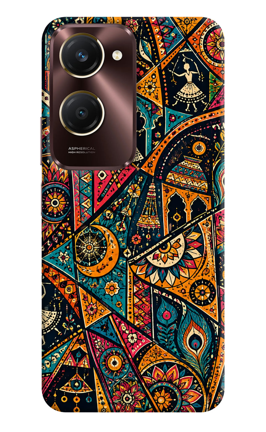 Folk Print Vivo Y28e 5G Back Cover, Hard case