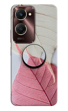 White Pink Leaf Vivo Y28e 5G Pop Case by Casekaro