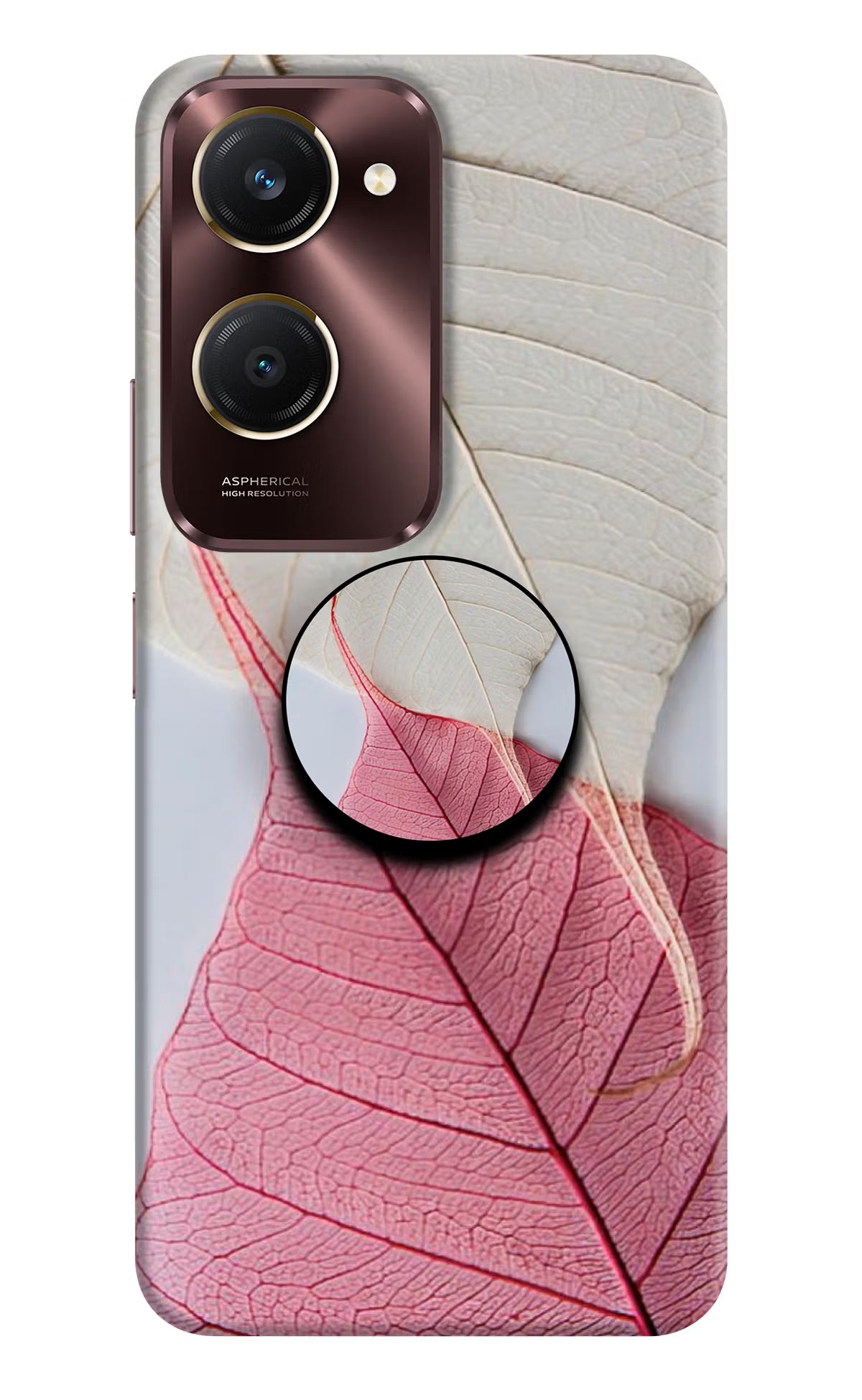 White Pink Leaf Vivo Y28e 5G Pop Case
