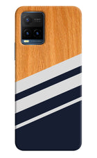 Blue and white wooden Vivo Y21T Hard Case Back Cover by Casekaro