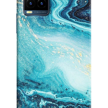 Blue Glitter Marble Vivo Y21T Hard Case Back Cover by Casekaro