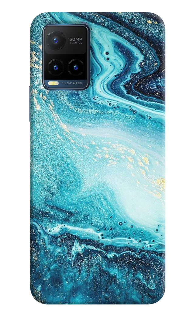 Blue Glitter Marble Vivo Y21T Hard Case Back Cover by Casekaro