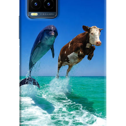 Dolphin vs Cow Vivo Y21T Hard Case Back Cover by Casekaro