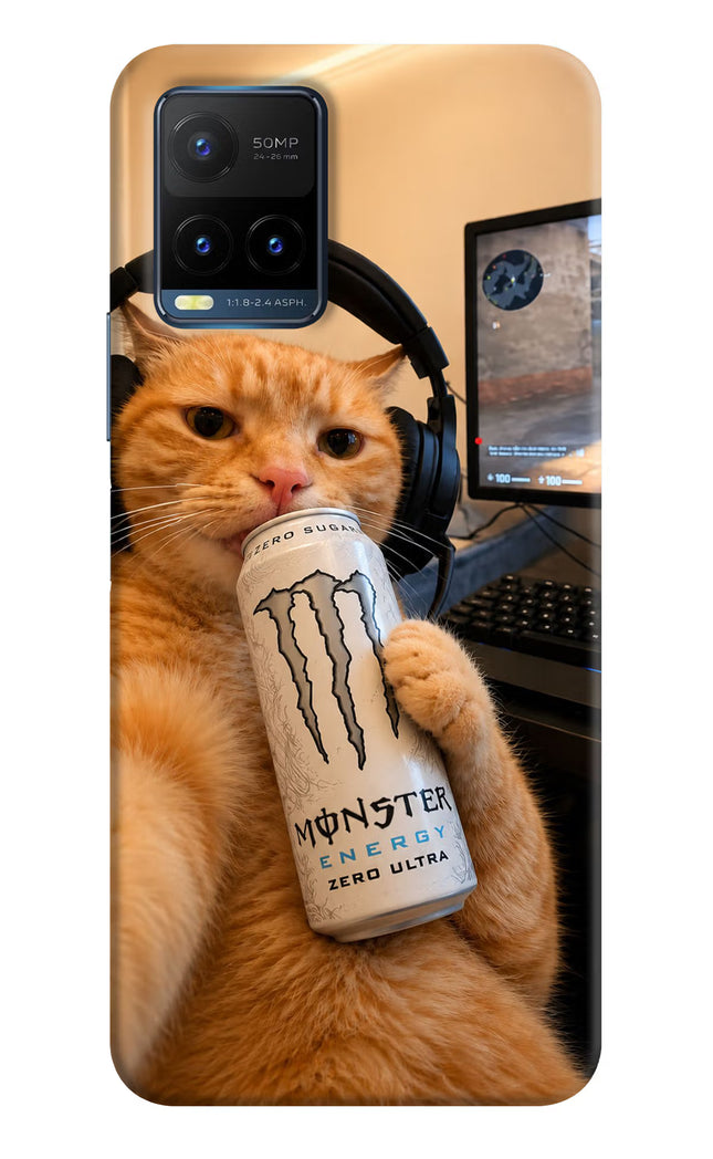 Gamer Cat Energy Vivo Y21T Hard Case Back Cover by Casekaro