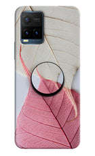 White Pink Leaf Vivo Y21T Pop Case by Casekaro