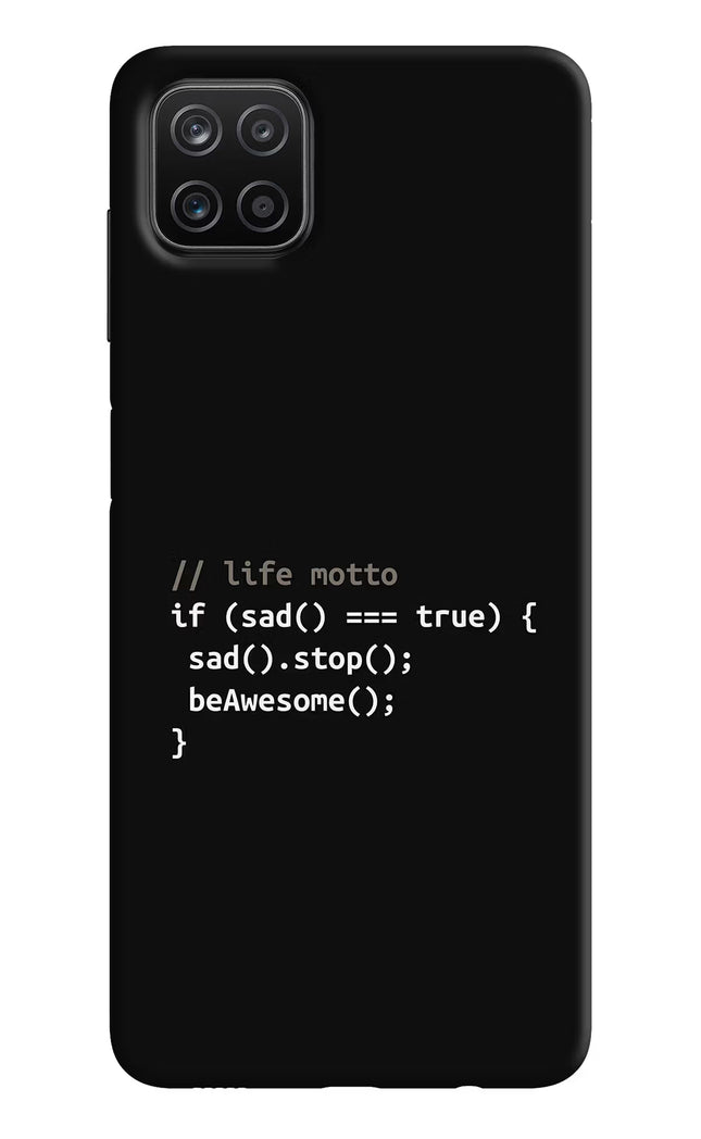 Life Motto Code Samsung A12 Hard Case Back Cover by Casekaro