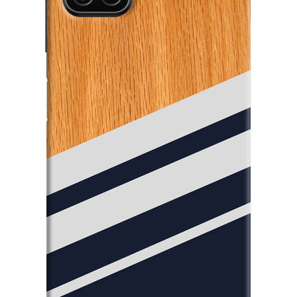 Blue and white wooden Samsung A12 Hard Case Back Cover by Casekaro