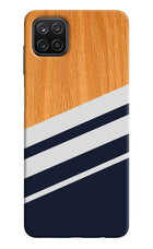 Blue and white wooden Samsung A12 Hard Case Back Cover by Casekaro