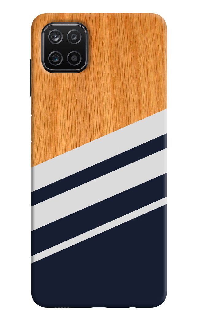 Blue and white wooden Samsung A12 Hard Case Back Cover by Casekaro