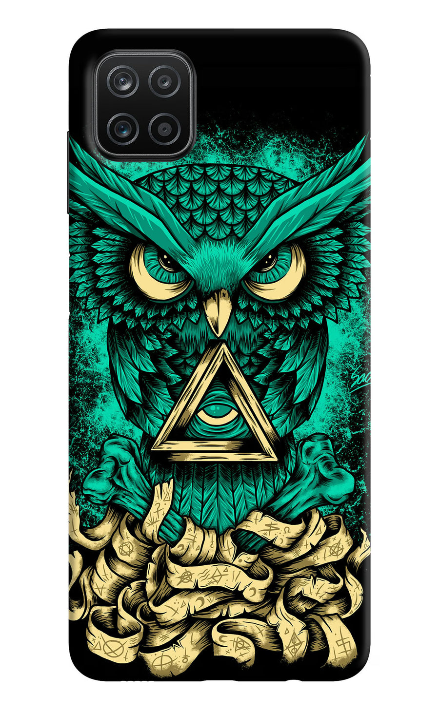 Green Owl Samsung A12 Back Cover, Hard case