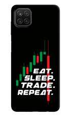 Eat Sleep Trade Repeat Samsung A12 Hard Case Back Cover by Casekaro