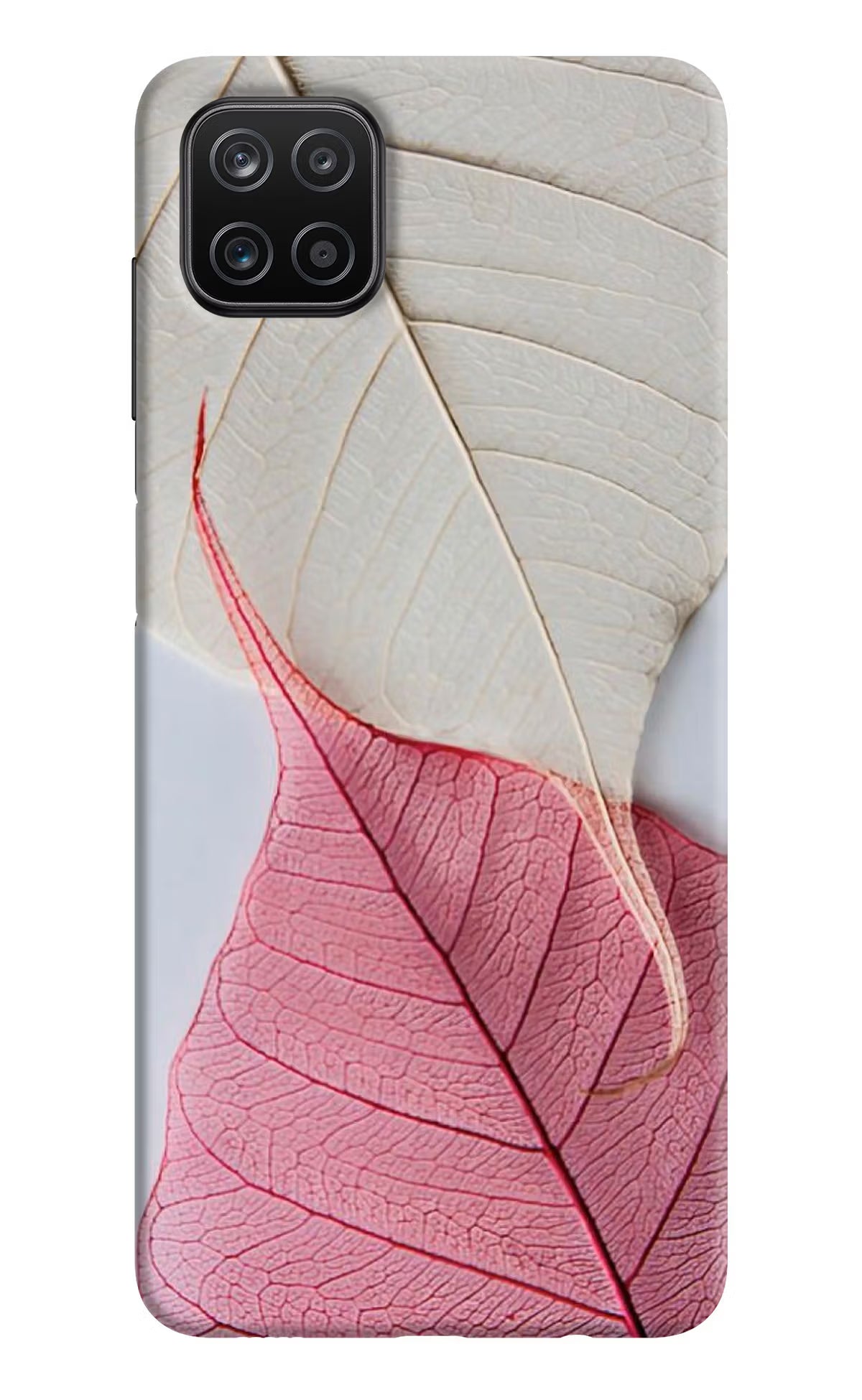 White Pink Leaf Samsung A12 Back Cover
