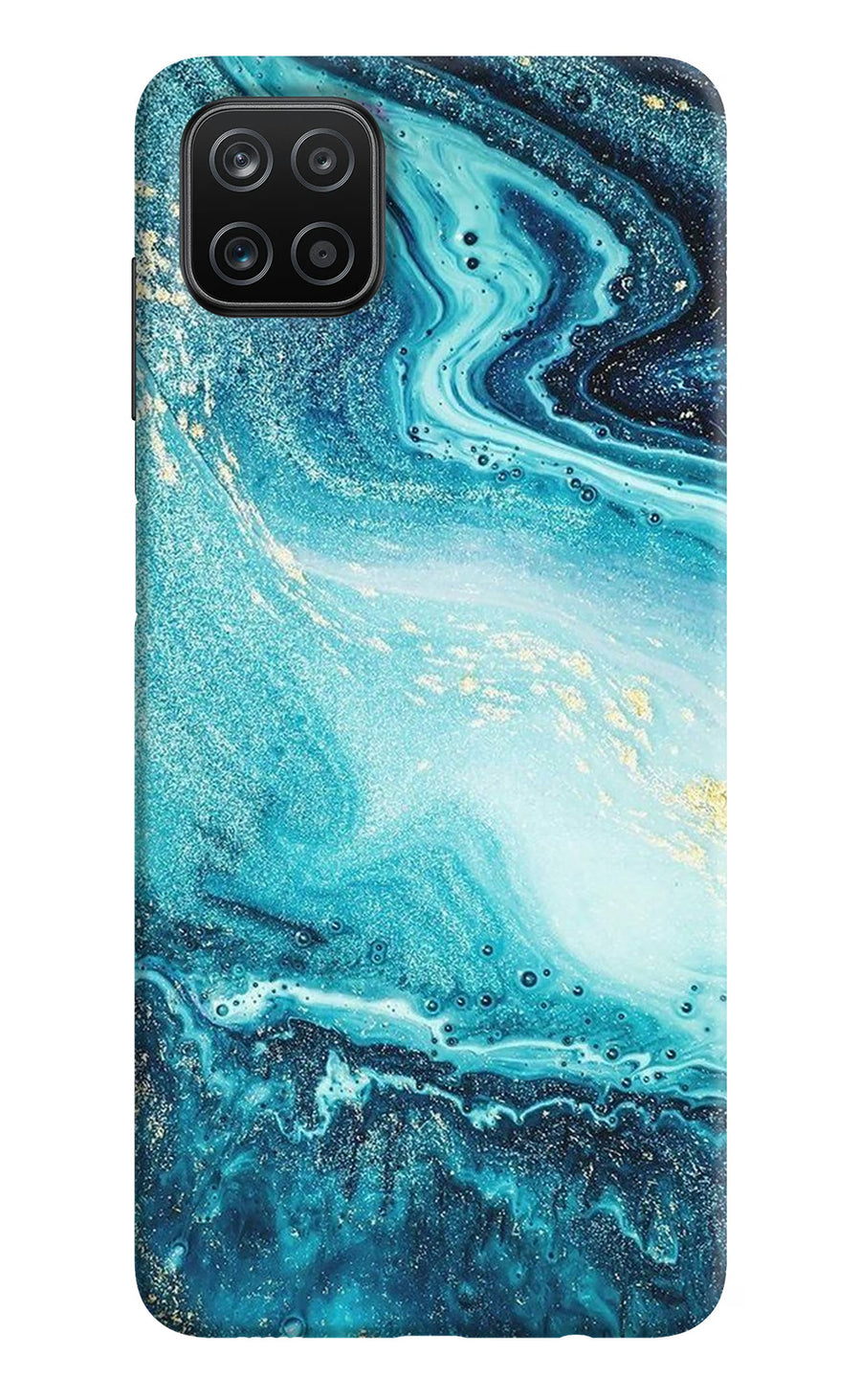 Blue Glitter Marble Samsung A12 Back Cover, Hard case