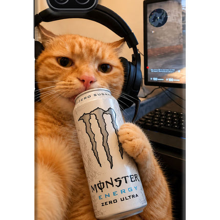 Gamer Cat Energy Samsung A12 Hard Case Back Cover by Casekaro