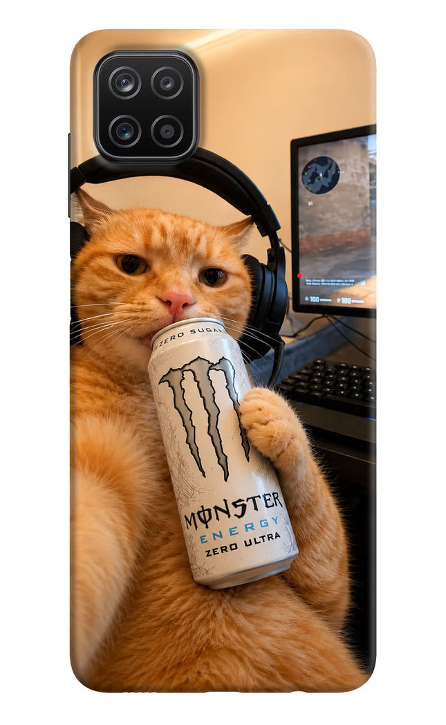 Gamer Cat Energy Samsung A12 Hard Case Back Cover by Casekaro