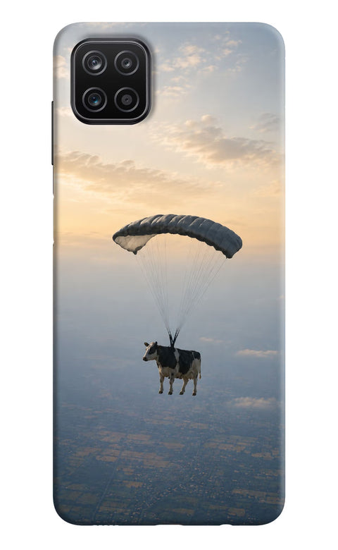 Skydiving Cow Samsung A12 Back Cover