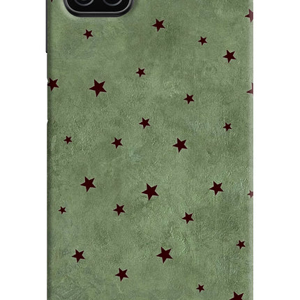Green Stars Samsung A12 Hard Case Back Cover by Casekaro