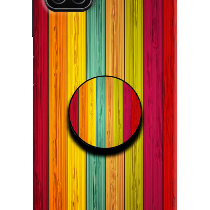 Multicolor Wooden Samsung A12 Pop Case by Casekaro
