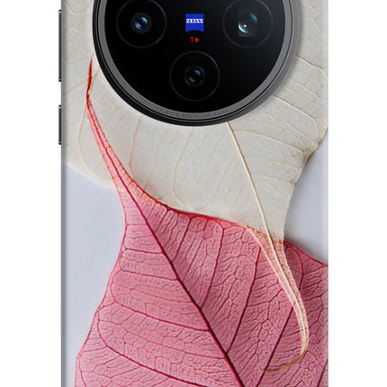 White Pink Leaf Vivo X200T Back Cover